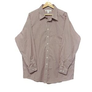 ENRO 80s 2-Ply Non-Iron‎ Striped Button Down Dress Shirt Mens 17 1/2 35/36 Tall